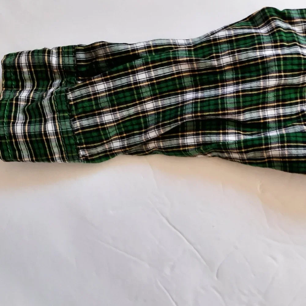Oshkosh Boys Shirt Button Down Green Navy Plaid Long Sleeve Size 6 Holiday